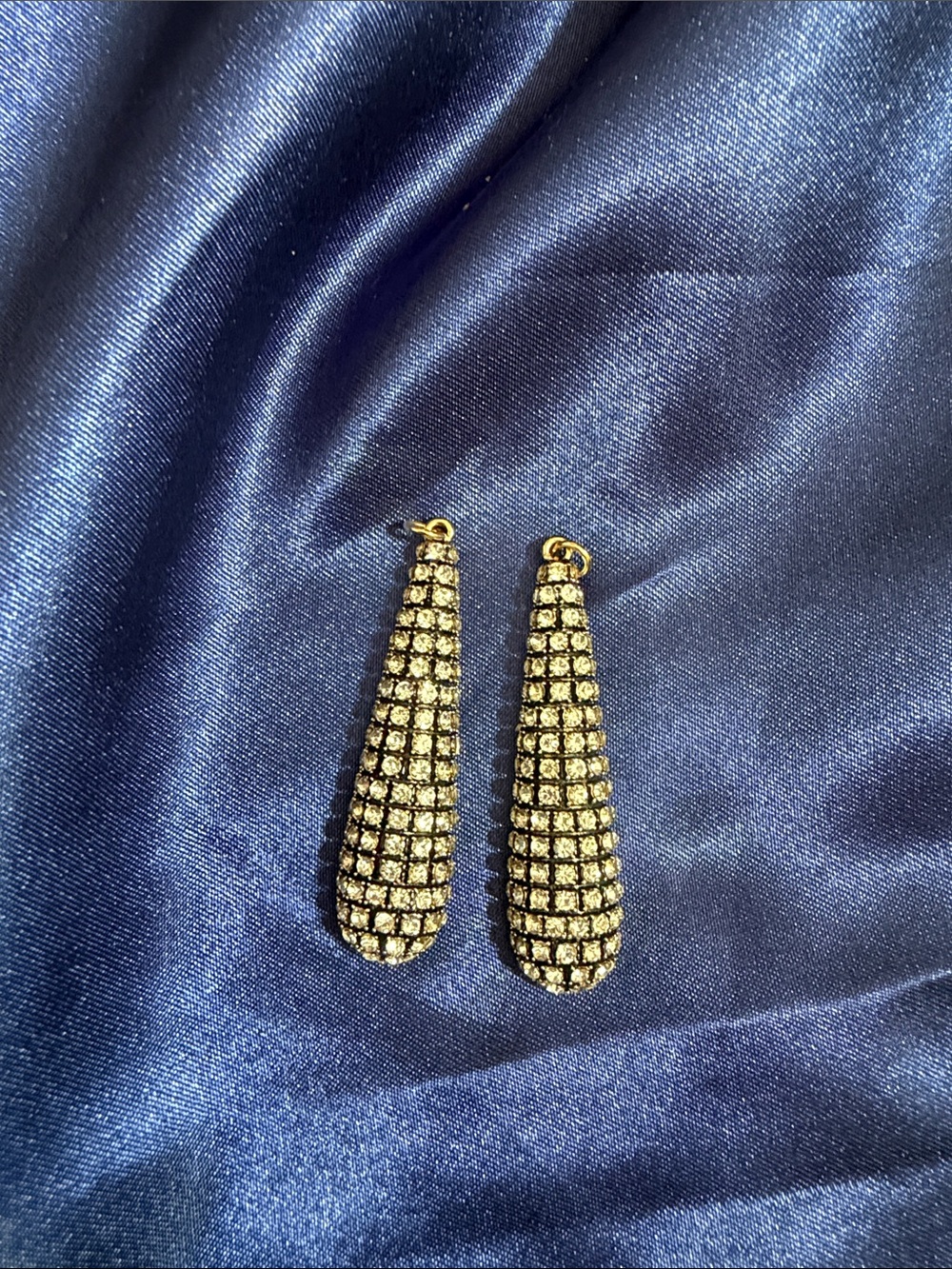 Gold Rhinestone Teardrop Dangle Earrings - Elegant Evening Jewelry